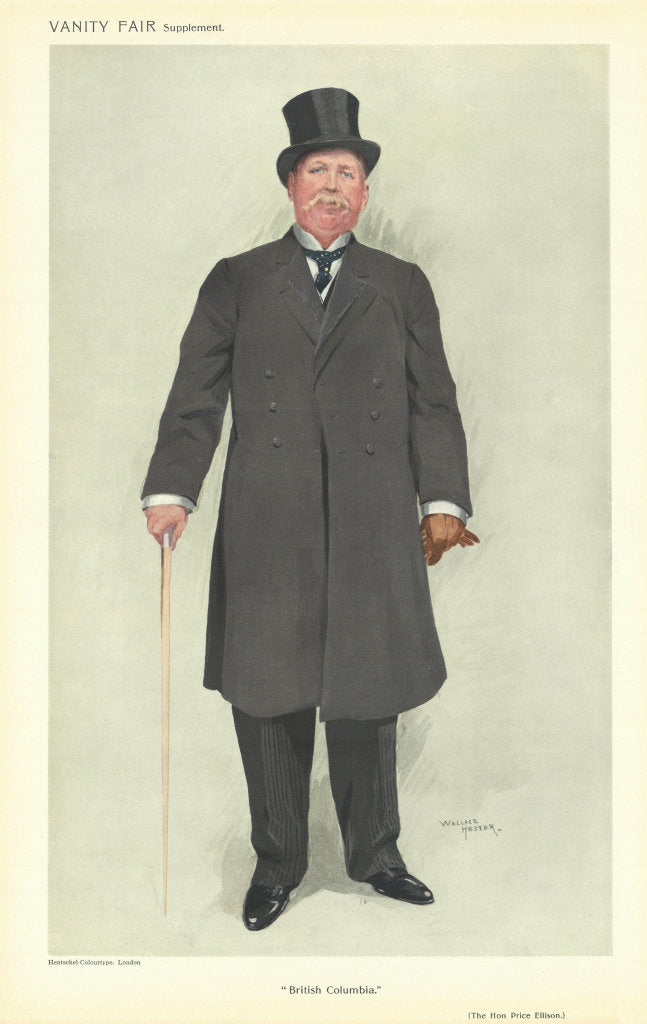 VANITY FAIR SPY CARTOON Price Ellison 'British Columbia' Canada 1911 old print